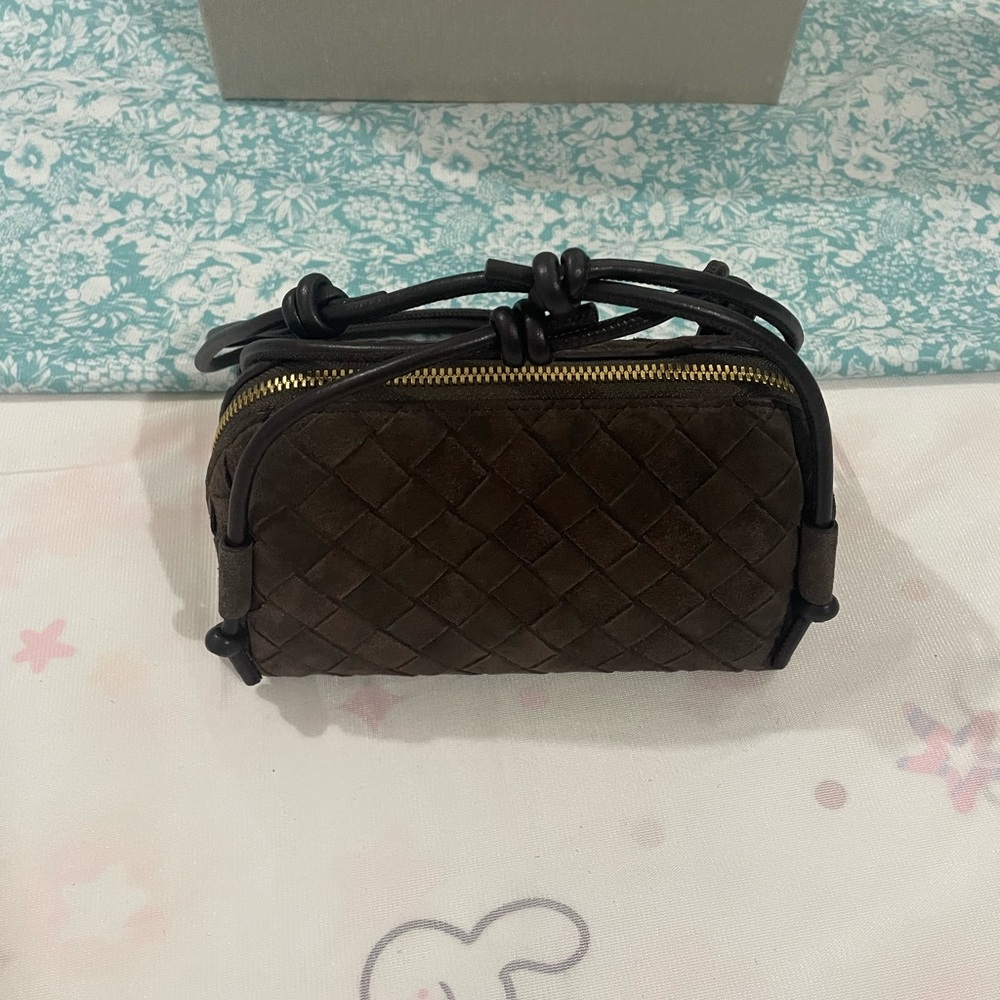 Bottega Veneta Olive Brown Intrecciato Mini Crossbody